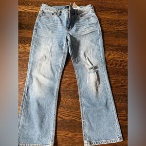 J. Crew Light Wash Wide Leg Distressed Jeans